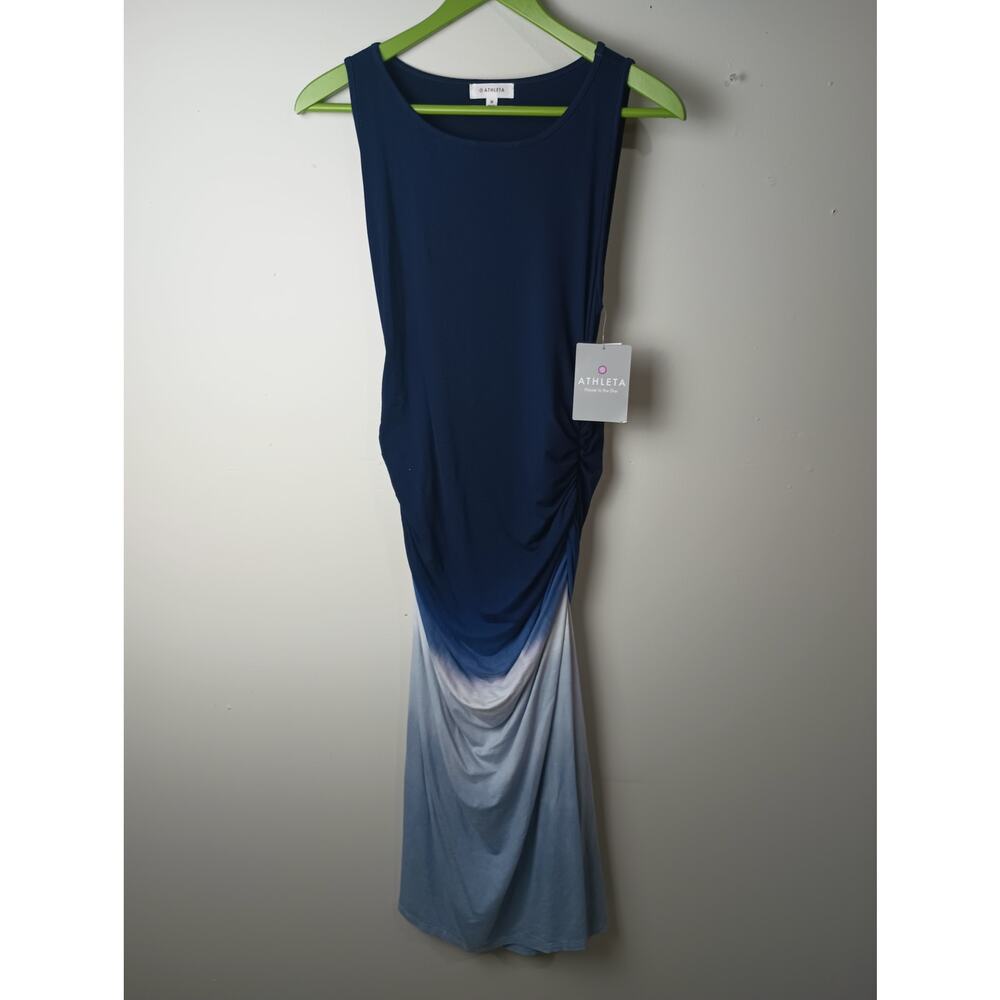 Athleta Sunkissed Midi Tank Dress Blue White Ombre Tie Dye NWT Women's Medium